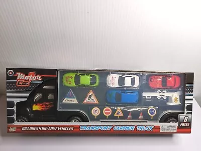 Transport Carrier Truck Die Cast Cars 8 Pc Set Semi Carry Case Vehicles Motor Co • $32.85