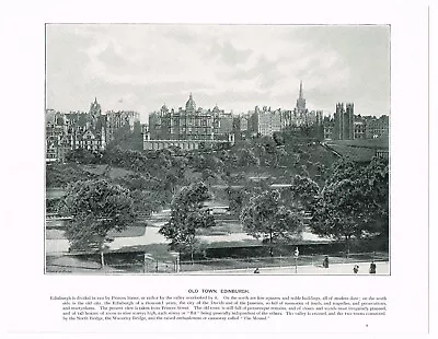 Edinburgh Old Town Scotland Antique Picture Print 1900 SIS#09 • £3.99