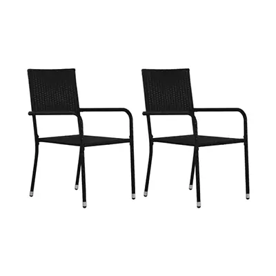 Outdoor Dining Chairs 2 Pcs Poly Rattan Black • $269.95