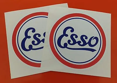 Esso Stickers Classic Car 100mm Round Decals 1960s Style F1 Pair Of • £2.49