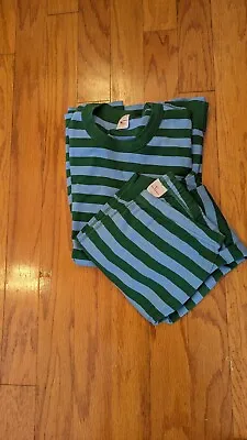 NWOT Unisex Hanna Andersson Adult Striped Pajamas Size Medium Green/Blue Striped • $45