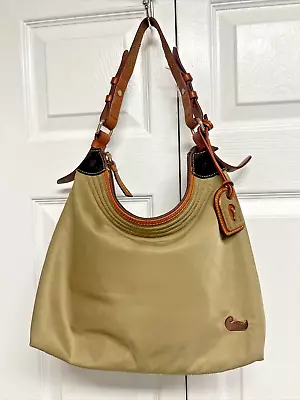 DOONEY & BOURKE  Beige Nylon Leather Strap Duck Logo Shoulder Purse • $22.99