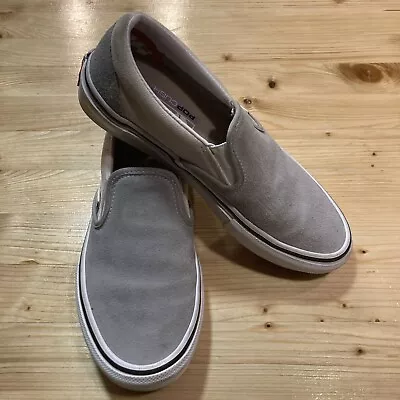 Vans Pop Cush Skateboarding Sneakers Slip On Pro Mens Sz 5.5 Gray Skate Casual • $25