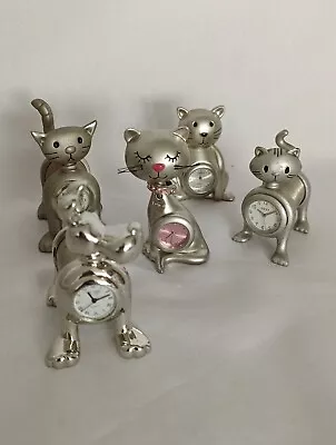 5 X Miniature Novelty Clocks Working 4 Cats 1 Dog B57 • $12.42