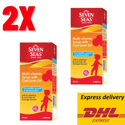 $30.77 • Buy 2 X New Seven Seas Multi-Vitamin Syrup With Cod Liver Oil 100ml - Fast Ship DHL