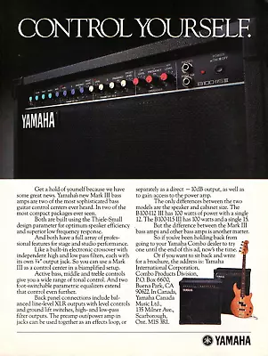 Vtg 80s YAMAHA MARK 3 BASS AMPS MAGAZINE PRINT AD Amplifier B100 115III  Pinup • £9.64