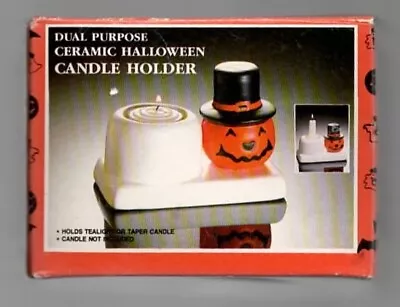 Vtg. Halloween Ceramic Candle Holder With Mr. Pumpkin Head Old K-mart Store Nos • $9.99