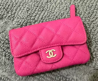 Chanel Small Flap Caviar Wallet Hot Pink Zip On The Back • $580