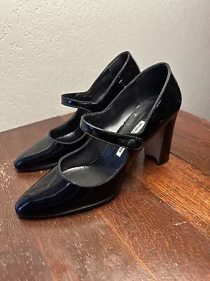 Manolo Blahnik Black Patent Leather Mary Jane’s Size 40 • $300