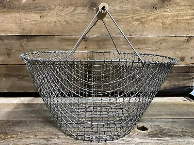 Vintage Wire Egg Basket Wood Handle • $45.99