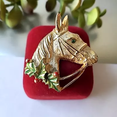 Vintage Gerry's Gold Tone Horse Christmas Pin Brooch • $2.59