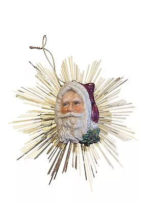 Old World Santa Claus Gold Foil Tinsel Star Christmas Ornament Midwest Importers • $16.60