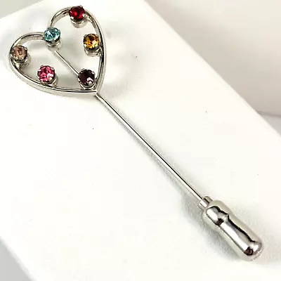 Vintage ANSON Sterling Silver 925 Rhinestone Silver Tone Stick Pin Signed • $14.99