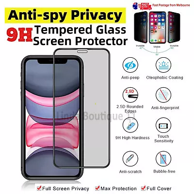 Privacy Screen Protector IPhone 11 12 13 14 Pro Plus Max X XS XR 7 8 FULL COVER • $8.49