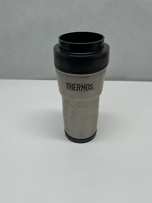 Thermos Travel Mug 8  Tall Brushed Aluminum Black USA - No Rubber - Pre Owned • $13
