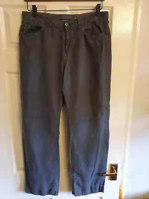 Marks And Spencer INDIGO COLLECTION Linen Trousers Size 12 Slate Long • £5