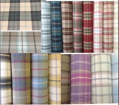 Porter+Stone Tartan Plaid Check BALMORAL Wool Effect Upholstery/Curtain Fabrics • £2.95