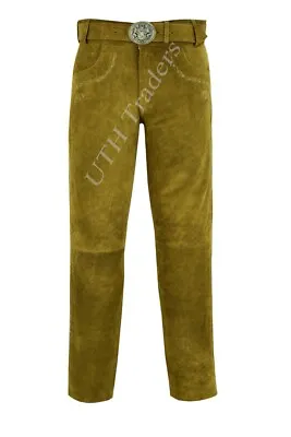 AUTHENTIC Suede Leather Pants/German Bavarian Lederhosen Oktoberfest Men's Pants • $84.99