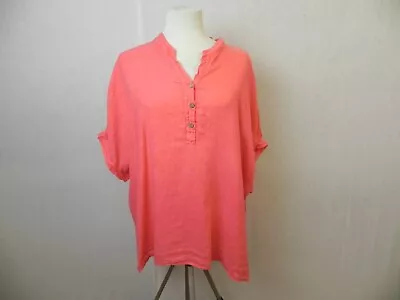 MADE IN ITALY Lovely Pink Linen Oversized Tunic Top OSFA • £0.99