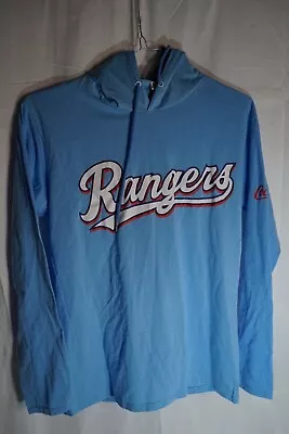 Texas Rangers MLB Light Blue Vintage Style Men's Hooded Shirt Size M • $20