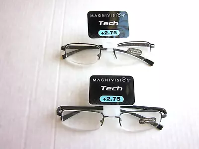 CLOSEOUT!!! Magnivision Tech Reading Glasses 'AL' Aluminum Frame +2.75 - 2 Pairs • $7.95