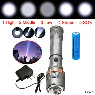 $10.98 • Buy 990000LM Rechargeable LED Flashlight Tactical Police Super Bright Torch Zoomable