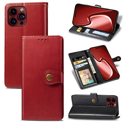 Card Holder Buckle Flip Wallet Case For IPhone 15 Pro Max 14 13 12 Mini 11 XS XR • £5.99