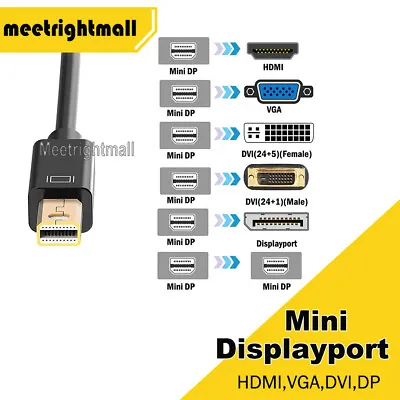 $4.61 • Buy Mini Displayport DP To HDMI VGA DVI Display Port Adapter Cable For MacBook IMac