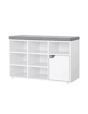 Shoe Bench Entryway Storage Bench With Door And 7 Cubbies Cubby Shoe Rack W... • $102.58