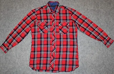 Vintage SPORTSMAN By KMART 70s FLANNEL L/S Lumberjack Red Plaid Sz L Shirt • $33.82