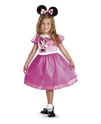 Minnie Mouse Costume Girls Small 2T Disney Halloween Mickey Pink Dress Ears • $11.99