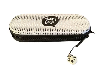 Panda Charm Black White Zip Metal Tin Pencil Case Fountain Pen Storage Box • £5.29