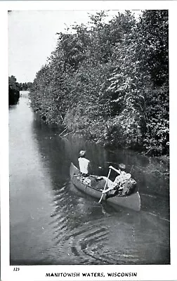 Wisconsin Manitowish Waters Father Son Kayaking Boating Scene Vtg Postcard    B6 • $8.25