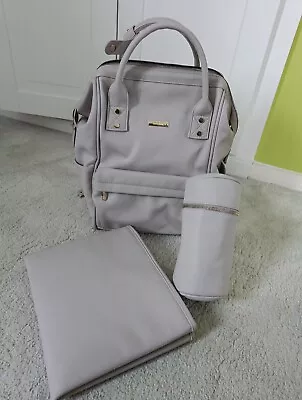 Baba Bing Changing Bag Backpack - Beige Leather John Lewis With Accessories • £10