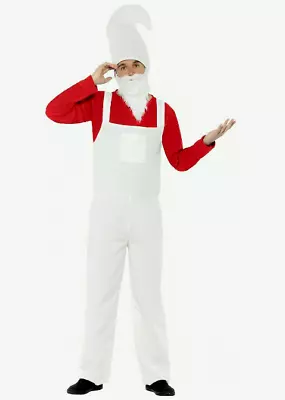 New Mens 4pcs Smifys Funny Garden Gnome Fancy Dress Costume Medium 38-40  Red • £9.75