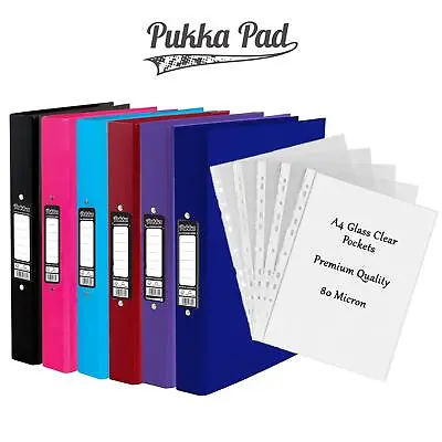 Pukka 2-Ring All Colour A4 Ring Binders Or 20 Pack Punched Pockets HIGH QUALITY • £4.45