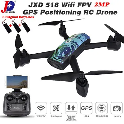 JXD 518 RC WIFI FPV Quadcopter GPS 720P HD Camera Realtime Headless Mode Drone • $23.99