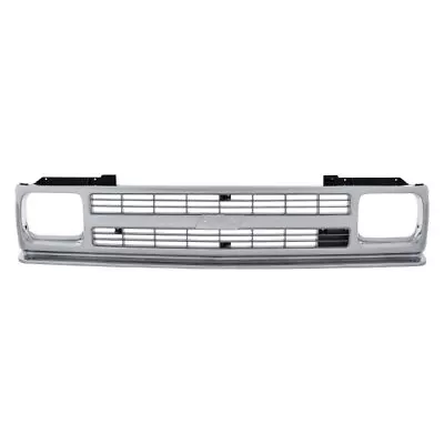 New Grille For 91-93 Chevrolet S10 Chrome Shell Insert W/ Headlight Holes Emblem • $176