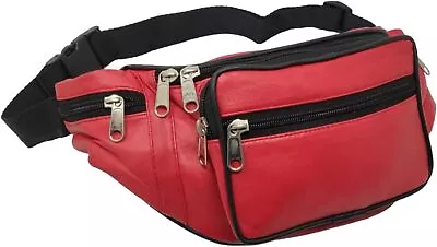 Large Leather Waist Bum Bag Money Belt Fanny Pouch Holiday Travel Wallet • £9.95