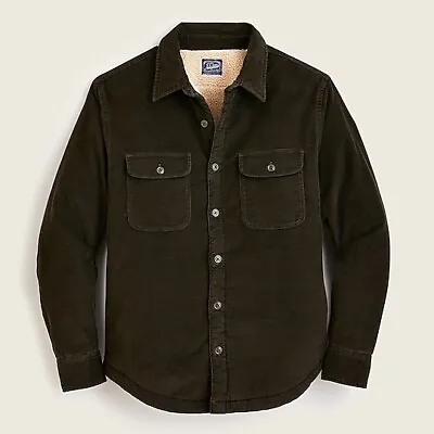 $168 NWT J. Crew Green XXL (2XL) Sherpa Lined Stretch Corduroy Work Shirt Jacket • $95