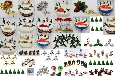£3.50 • Buy Cake Decoration Sets Santa's Snowmen Penguin Christmas Cake Yule Log Toppers