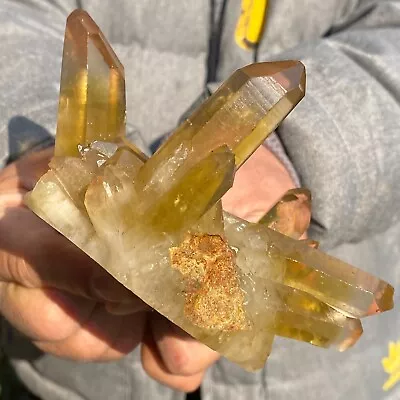 0.88LB Natural Citrine Cluster Mineral Specimen Quartz Crystal Healing • $11.50