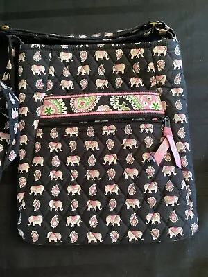 VERA BRADLEY Black Pink Elephant Hipster Crossbody Shoulder Bag W/Coin Purse • $24.95