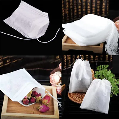 200Pcs 3 Types Empty Tea Bags Muslin Drawstring Bath Herbs Filter Making Spice • £3.83