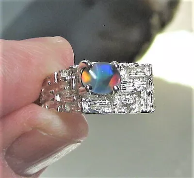 Men's Genuine Australian Opal Triplet Ring-New Opal In Sterling Silver Sze 10.25 • $89