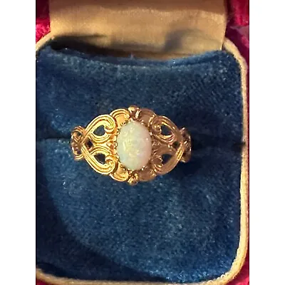 Antique Art Nouveau 10K Yellow Gold Opal Ring • $395