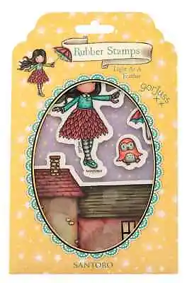 Gorjuss Girls LIGHT AS A FEATHER Rubber Stamp-Cling-Stamping Craft-Owl-House • $11.99