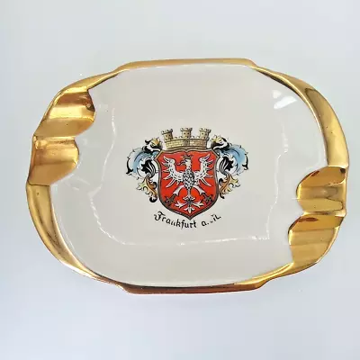 VTG Frankfurt AM Gold Trim 4 Slot Porcelain Ashtray Handgemalt Bavaria Crown A&S • $14.95