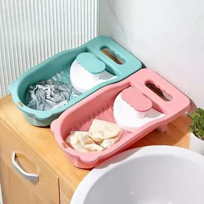 2 IN 1 Washboard Basin Laundry Board For Personal Clothing Cleaning Washing Tool • $15.51