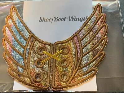 NEW 1 Pair  Multicolor Glitter Vinyl  Brown Blue SHOE Boot Skate Wings  USA Made • $10